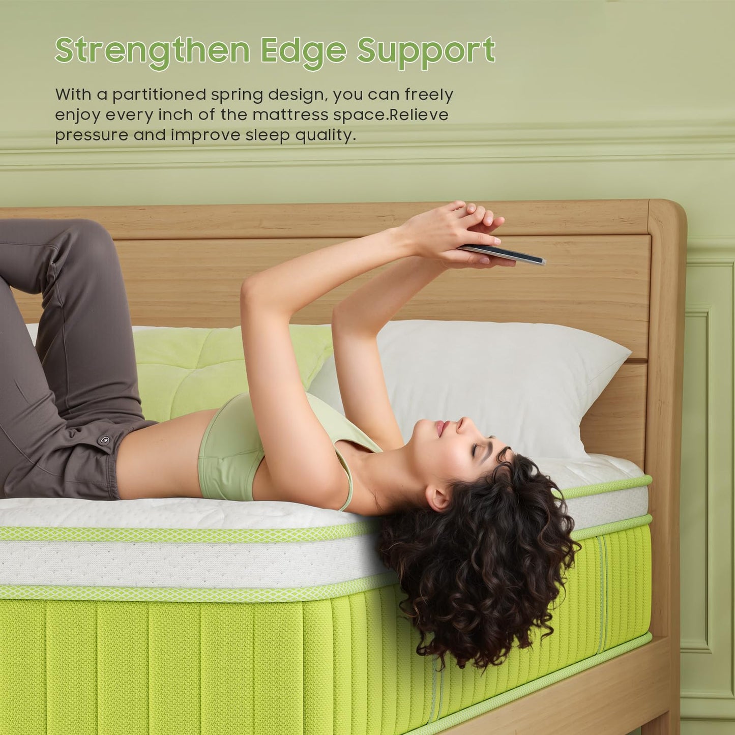 Kingsize Mattress 5ft 25cm Memory Foam & Pocketed Spring Hybrid Mattress Medium Firm 7-Zone 9-Layer Breathable Kingsize Bed Mattress with 650lbs