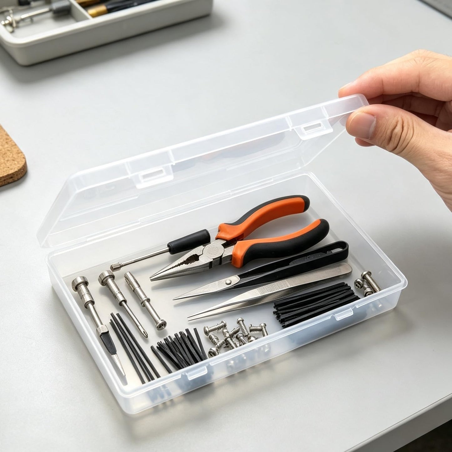 Goodma 6 Pieces Rectangular Empty Mini Clear Plastic Organizer Box