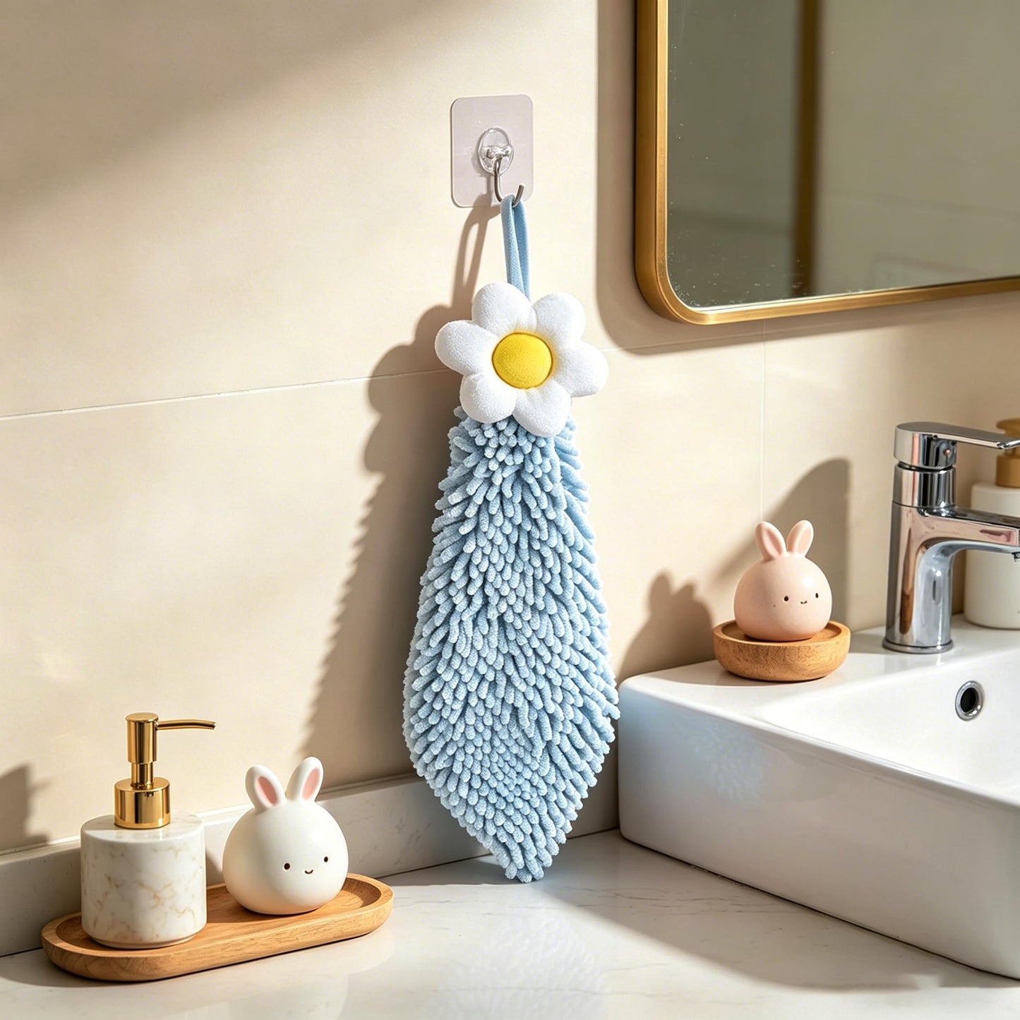 Microfibre Hand Towels,Soft Plush Small Hand Towel Quick-Drying Super Absorbent Chenille Hand Towels with Hanging Loop for Kitchen and