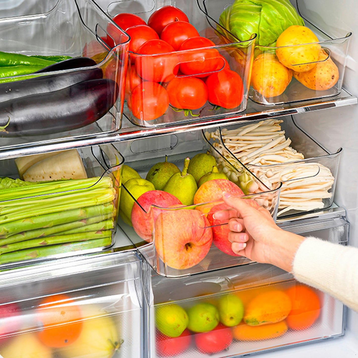 GEMMAHW 4Pcs Clear Drawer Organiser Tray Set - Clear Plastic Containers Organizers for Kitchen Cupboards