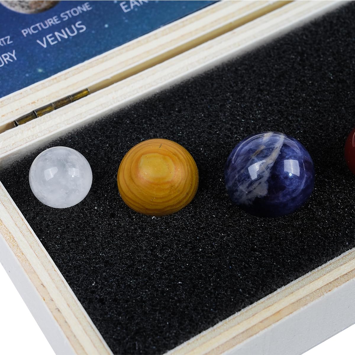 VOANZO 9 Planets Solar Decor Tumbled Crystal Gemstones Ball Set Celestial Desk Decoration & Creative Gift Stunning Crystals for Home or Office