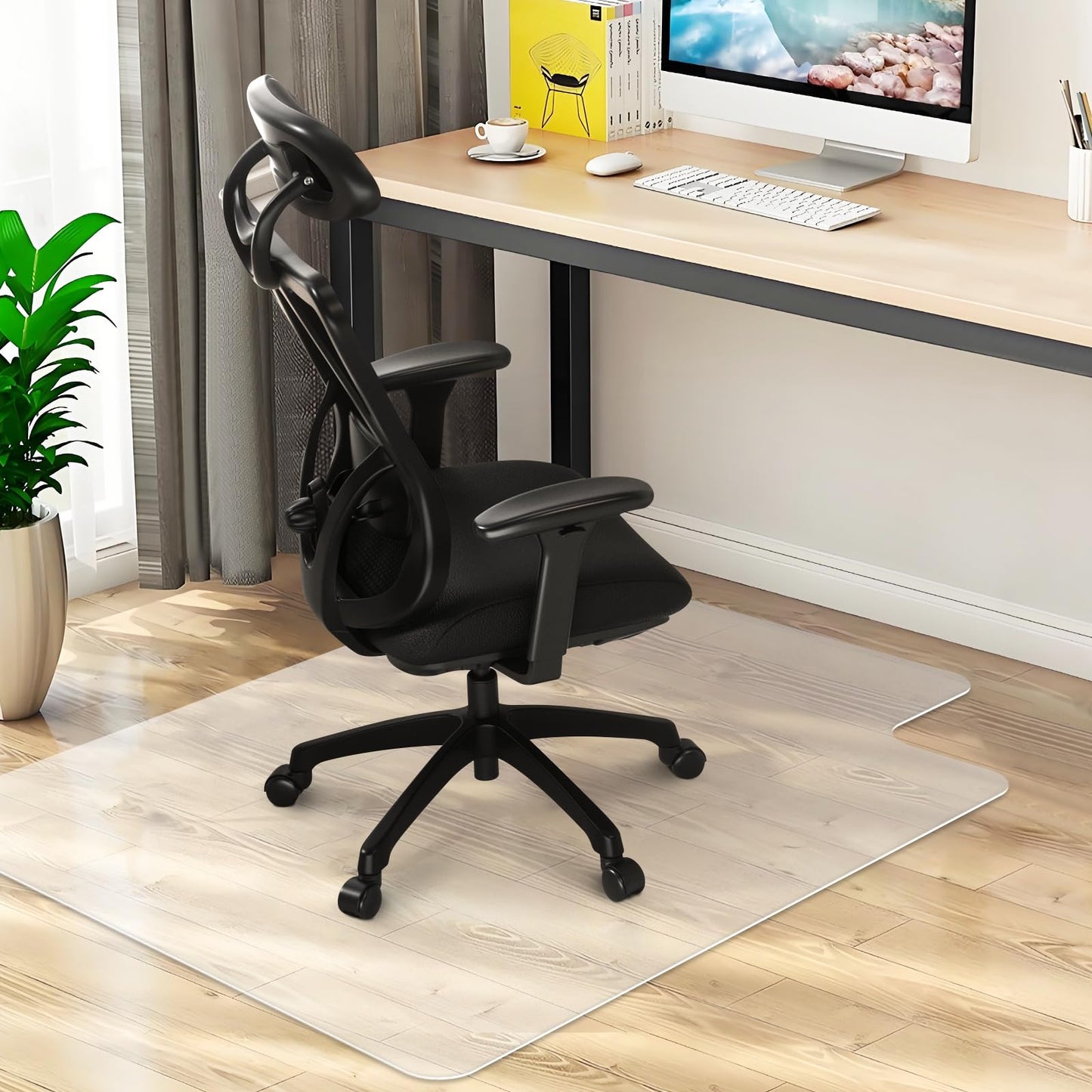 Office Chair Mat for Hard Wood Floors 90x120cm Heavy Duty Floor Protector Computer Desk Chair Mats for Rolling Chairs, Easy Clean