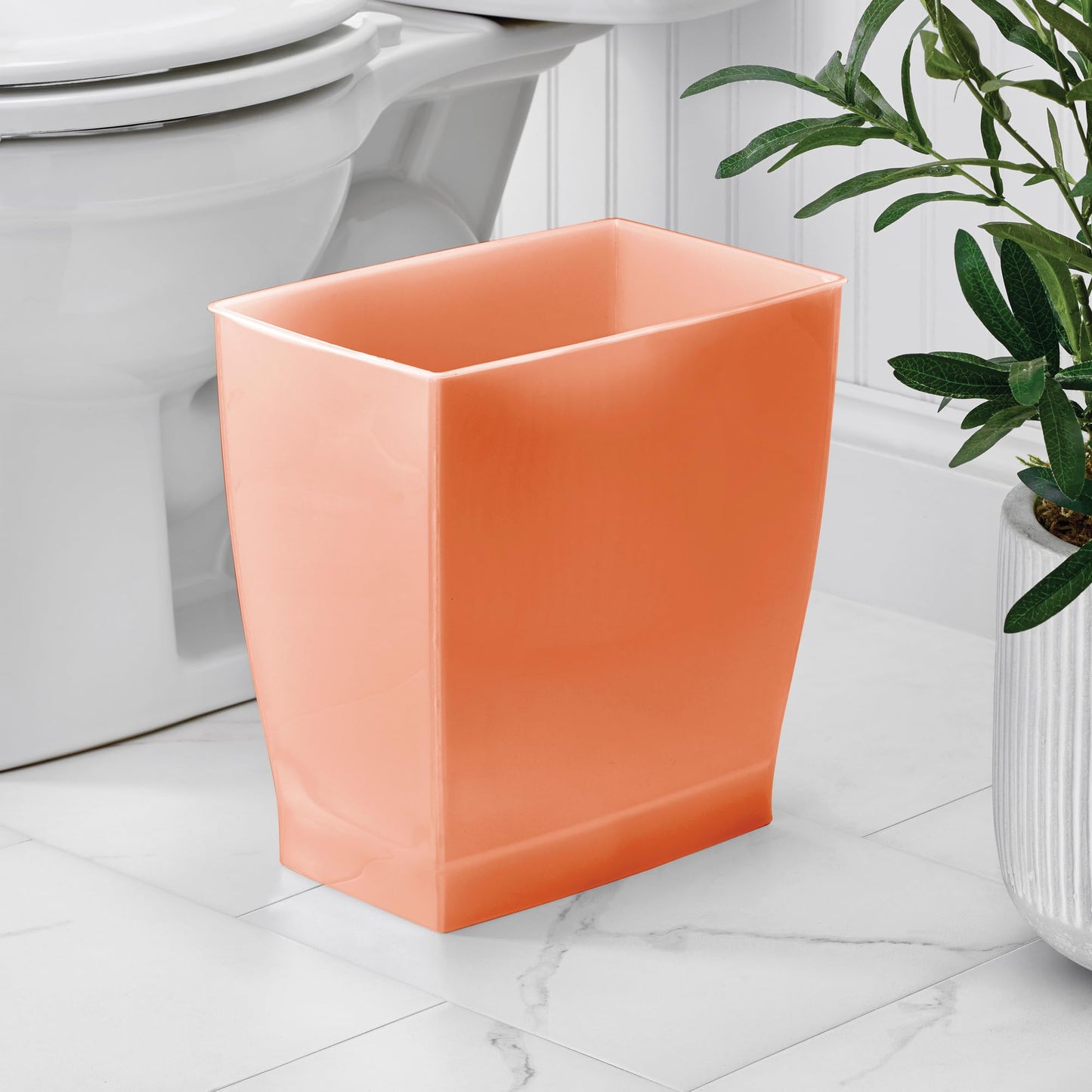 InterDesign Mono Wastebasket Trash Can for Bathroom, Kitchen, Office - Tango Orange