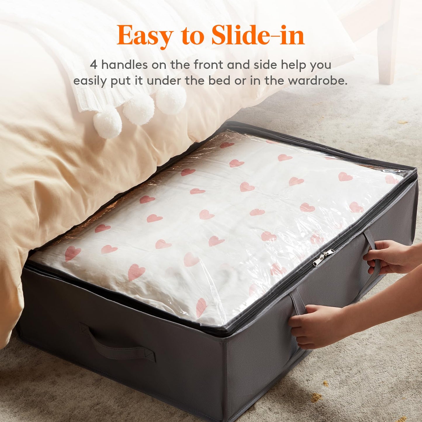 Lifewit 3 Pack 40L Under Bed Storage, Underbed Storage Boxes with lid Clothes Storage Bag Wardrobe Storage Organiser with Reinforced Handle