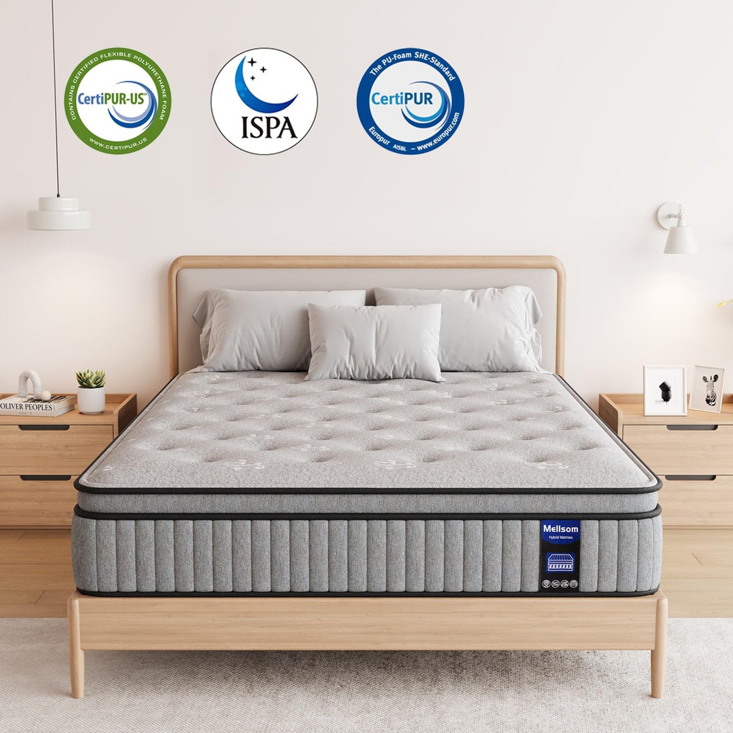Mellsom Single Mattress, Memory Foam Pocket Sprung Mattress, Medium Firm