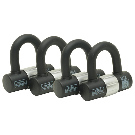 Burg-W?chter 100D Quadra Sold Secure Gold Pack, Black, Quad Keyed Alike U Locks