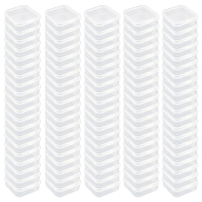 Goodma 100 Pieces Square Empty Mini Clear Plastic Organizer Storage Box Containers with Hinged Lids for Small Items and Other Craft Projects (65 x 65