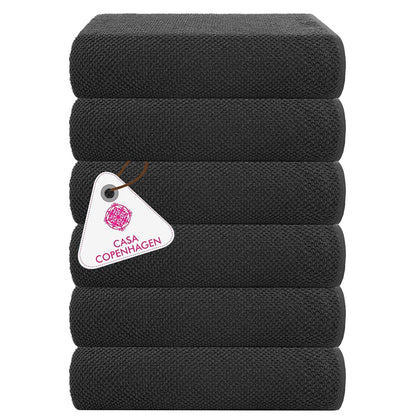 CASA COPENHAGEN Popcorn Textured 6-Piece Small Bath Towel Set - Pine Grey, 550 gsm, 6-piece small bath towels, cotton towels for rough and tough use