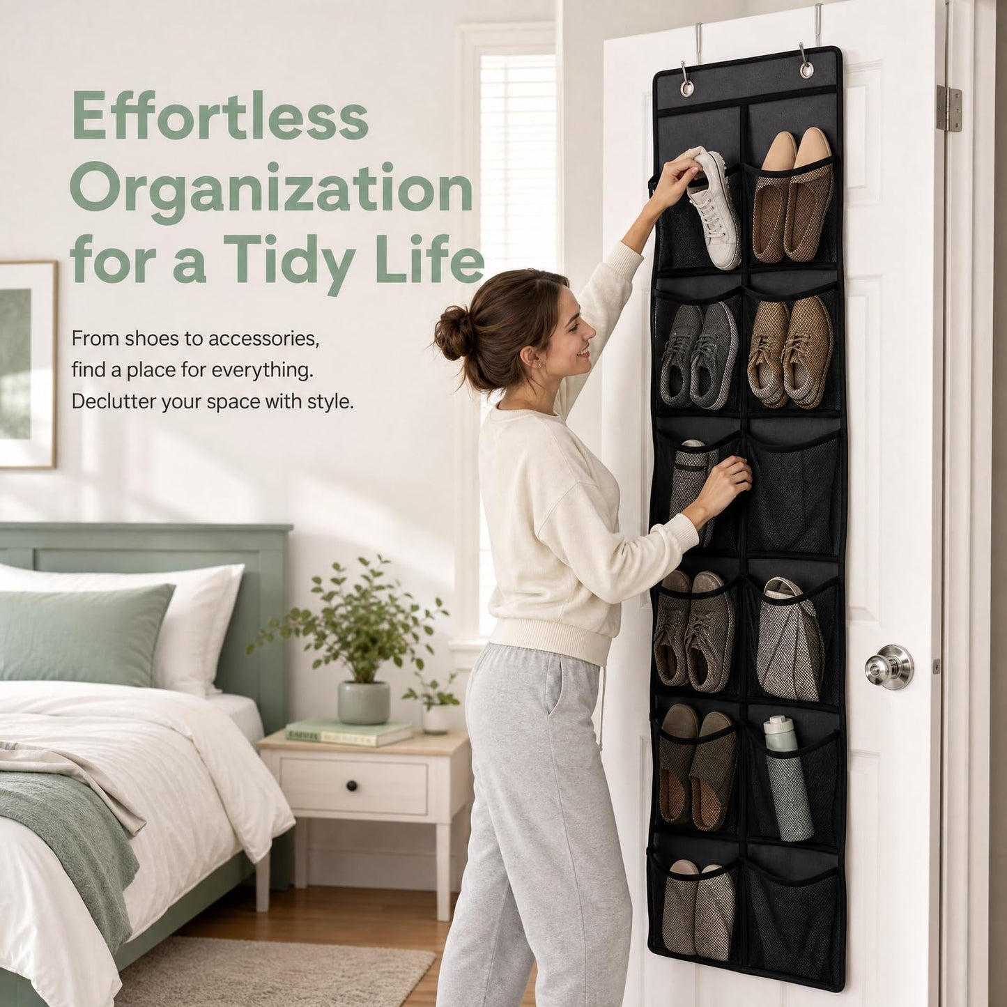 Zirax 2 Pack Grey Over Door Shoe Storage Organizer,145x30cm