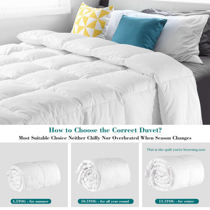 Threads For Bed 13.5 tog King Size Duvet Cotton Cover, Feather and Down Super Warm Duvet with Double Stitch with Piping and Box Quilting, Machine