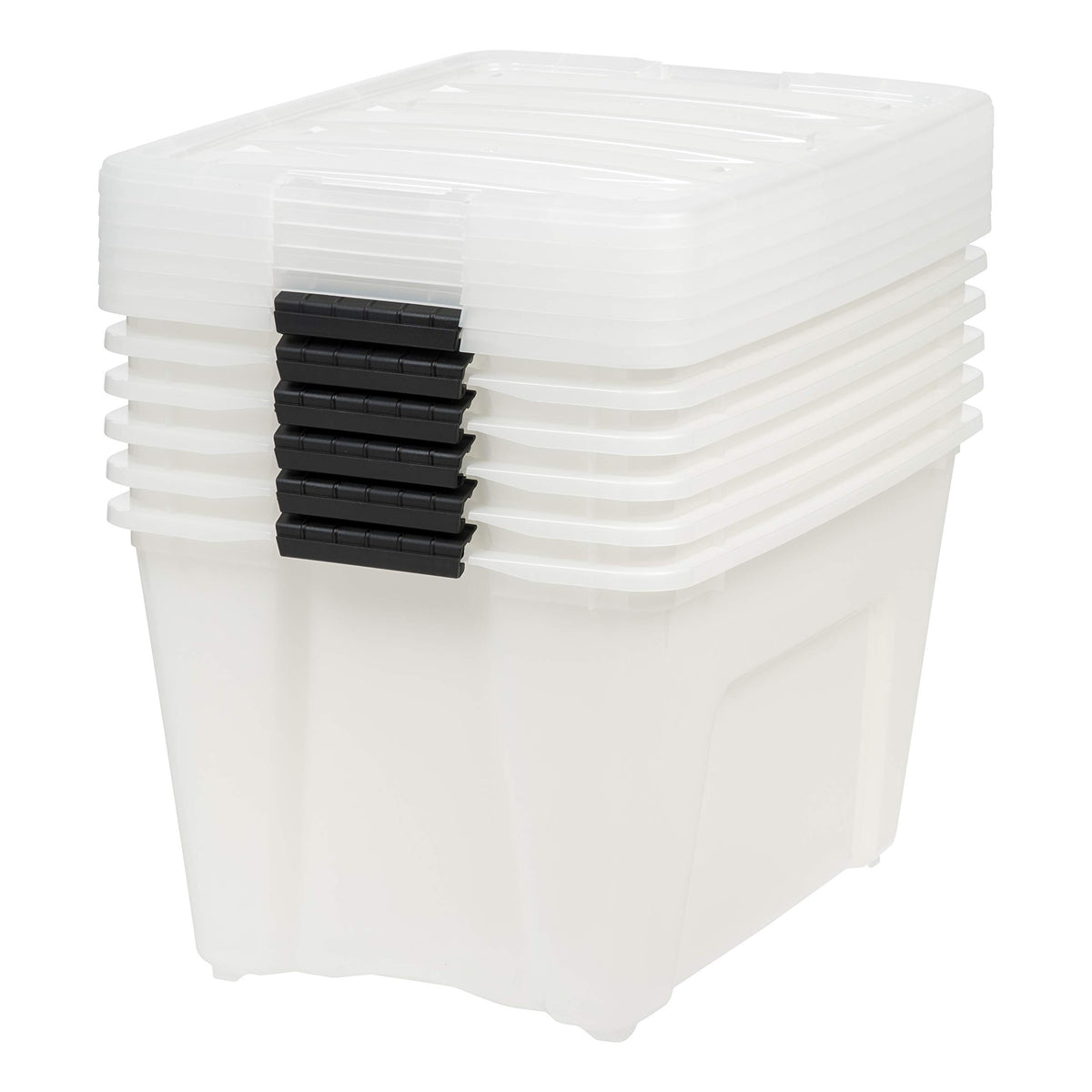 IRIS Plastic Storage Bin, Natural/Black, 54 QT-6 Pack