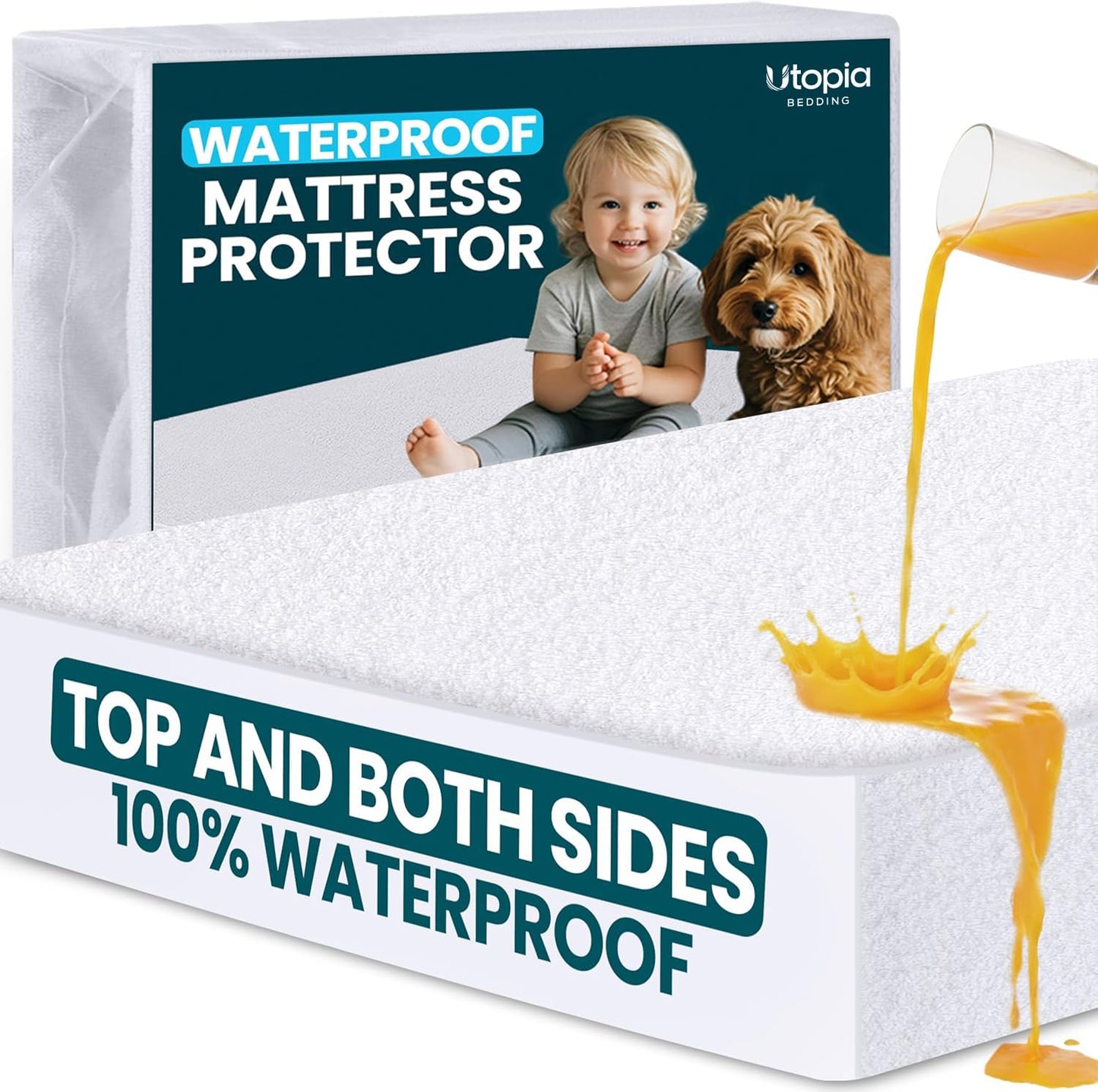 Utopia Bedding Bamboo Waterproof Mattress Protector Twin, Mattress Cover, Breathable, Fitted Style with Stretchable Pockets