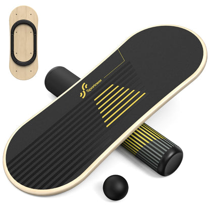 Sportneer Balance Board, 7 Modes Wobble Board, Indoor Board, Skateboard, Surf Balance Board with Adjustable Stoppers - Balance Board Wooden - Scooter