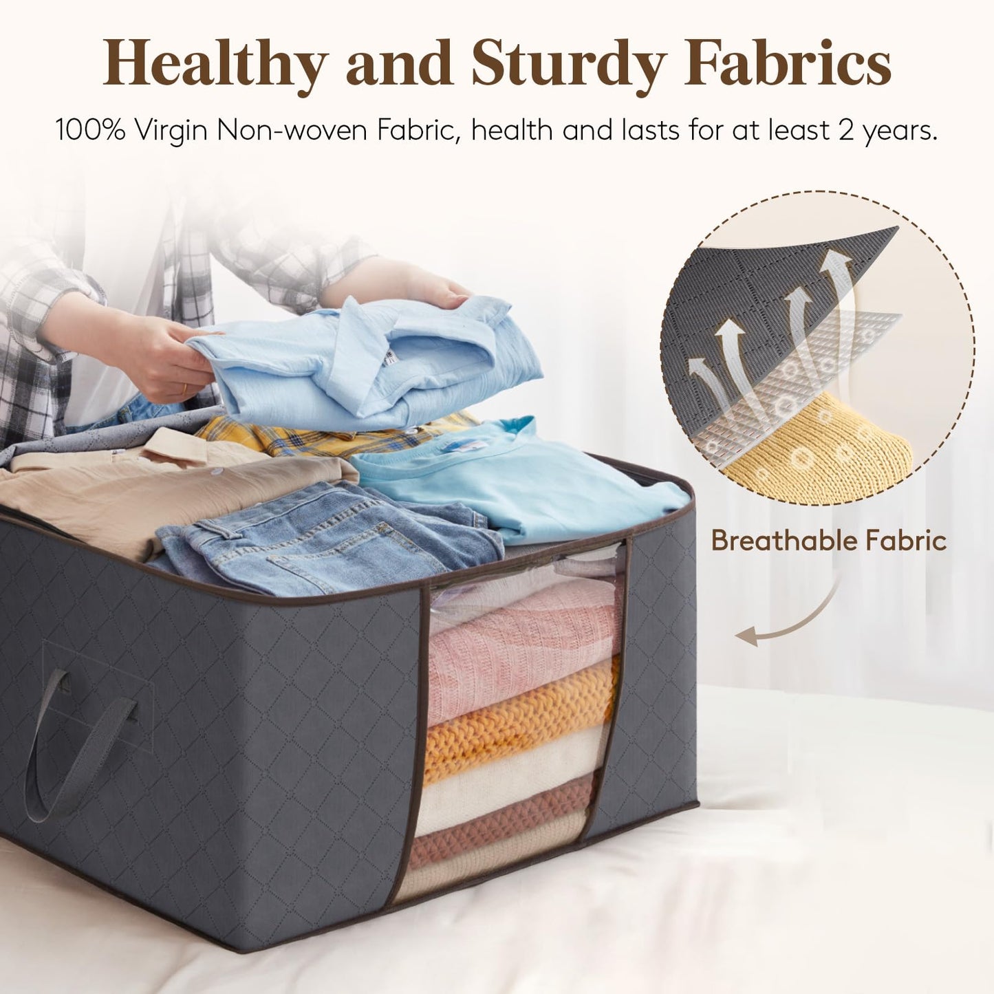 Lifewit 3 Pack Clothes Storage Bags, Foldable Storage Box Moving Bags Wardrobe Storage Organiser Packing Boxes for Moving House with Clear Window for
