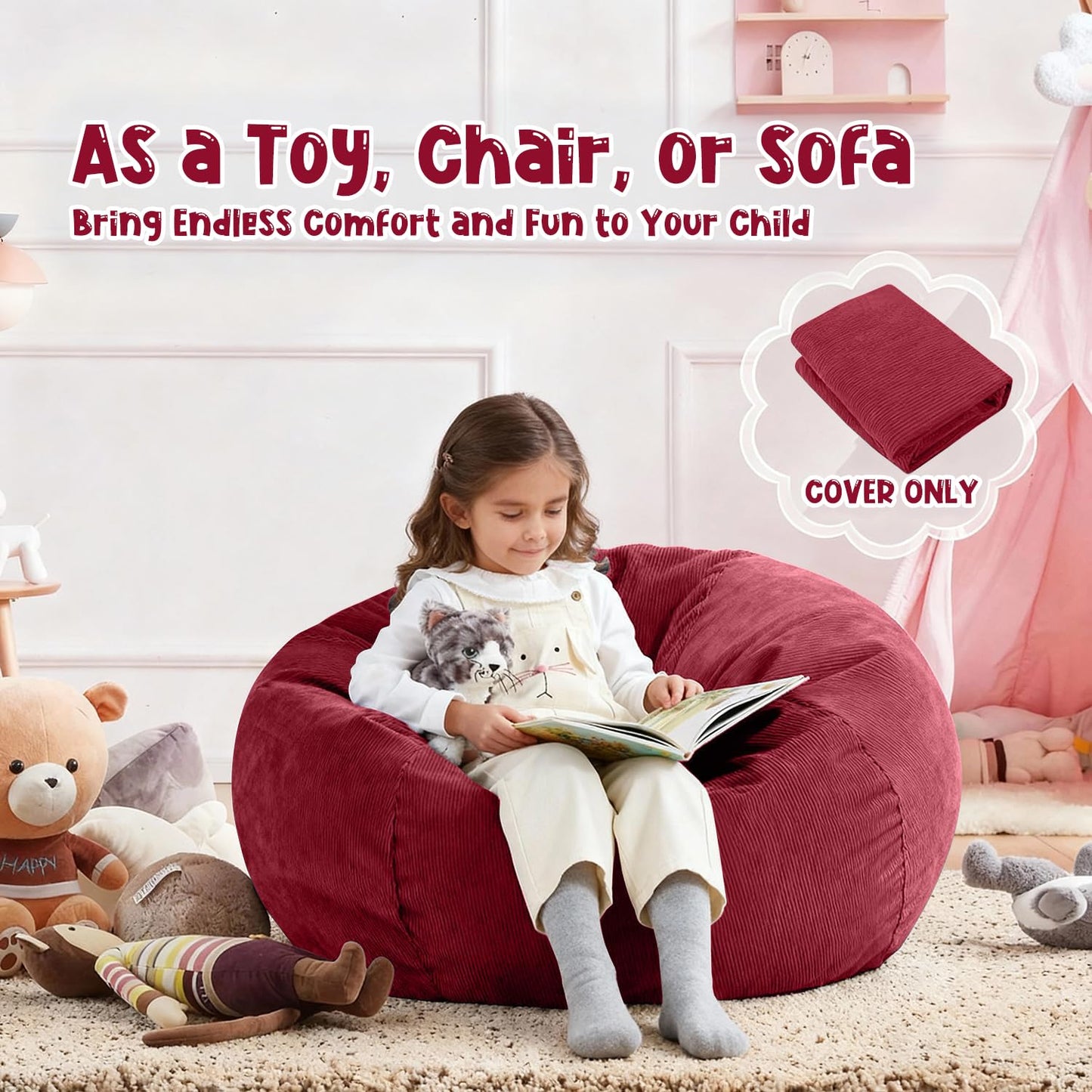 Nobildonna Bean Bag Chair Cover (No Filler) for Kids Beanbag Stuffed Animal Storage Without Filling Plush Toys Holder and Organizer Soft Premium
