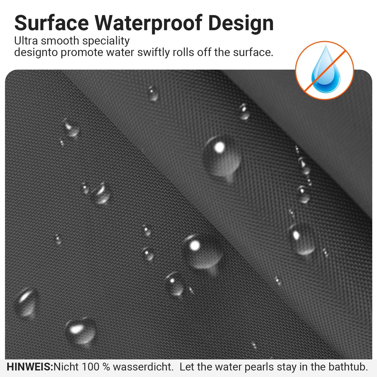 Lerores Shower Curtain, 200 x 220 cm, Dark Grey, Weighted Hem, Anti-Mould Textile, Water-Repellent