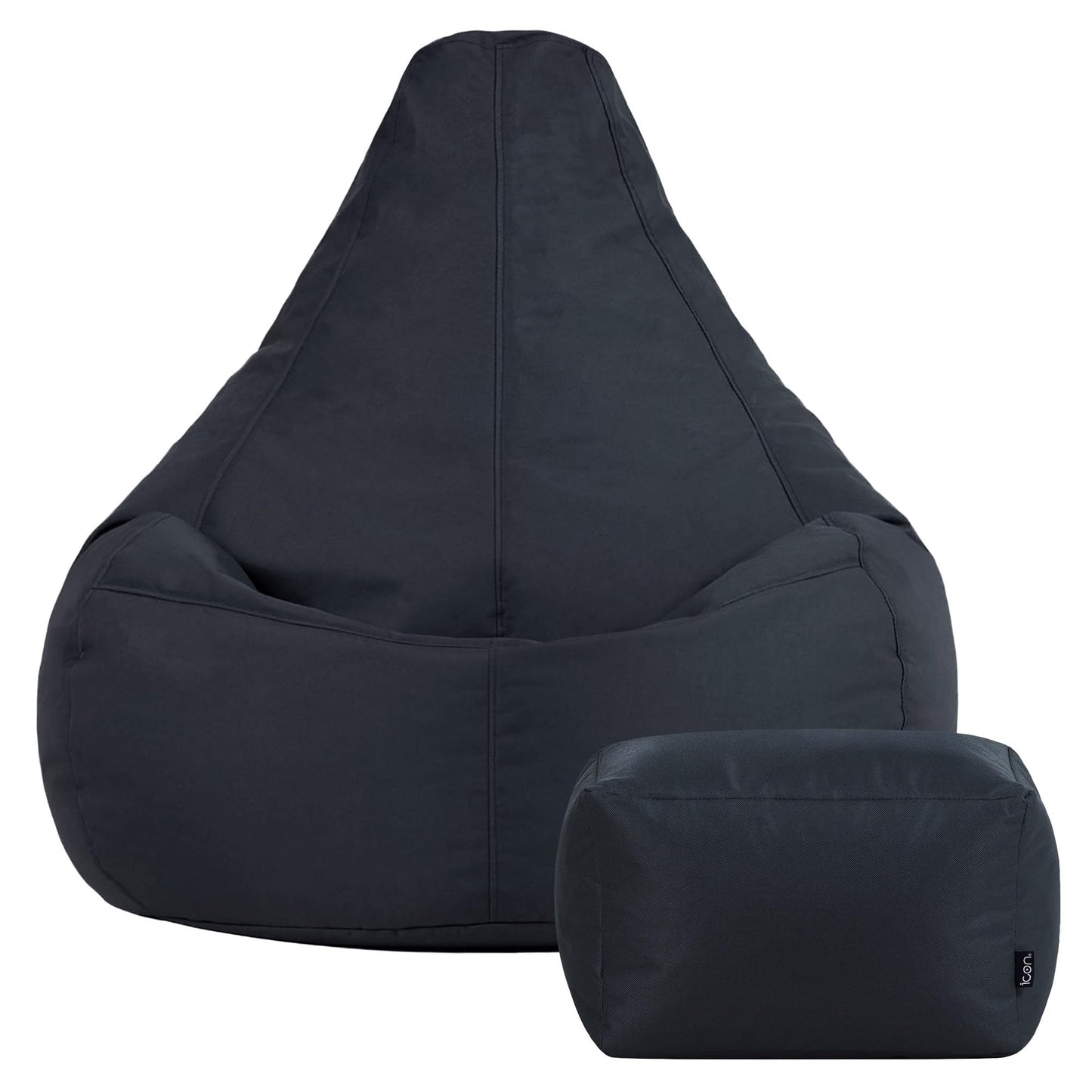 Bean Bag Bazaar Outdoor Bean Bag & Footstool with Filling Included, Grey