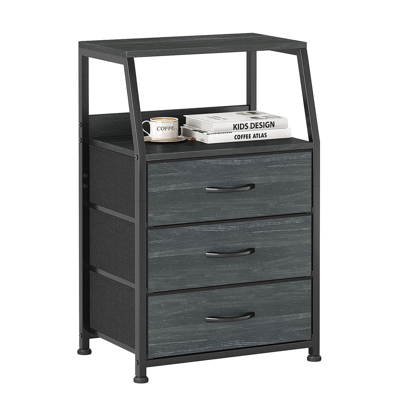 CAIYUN Chest of Drawers Bedroom with 3 Drawers, Tall Fabric Dresser with Shelf, Fabric Dresser for Entryway Hallway Living Room