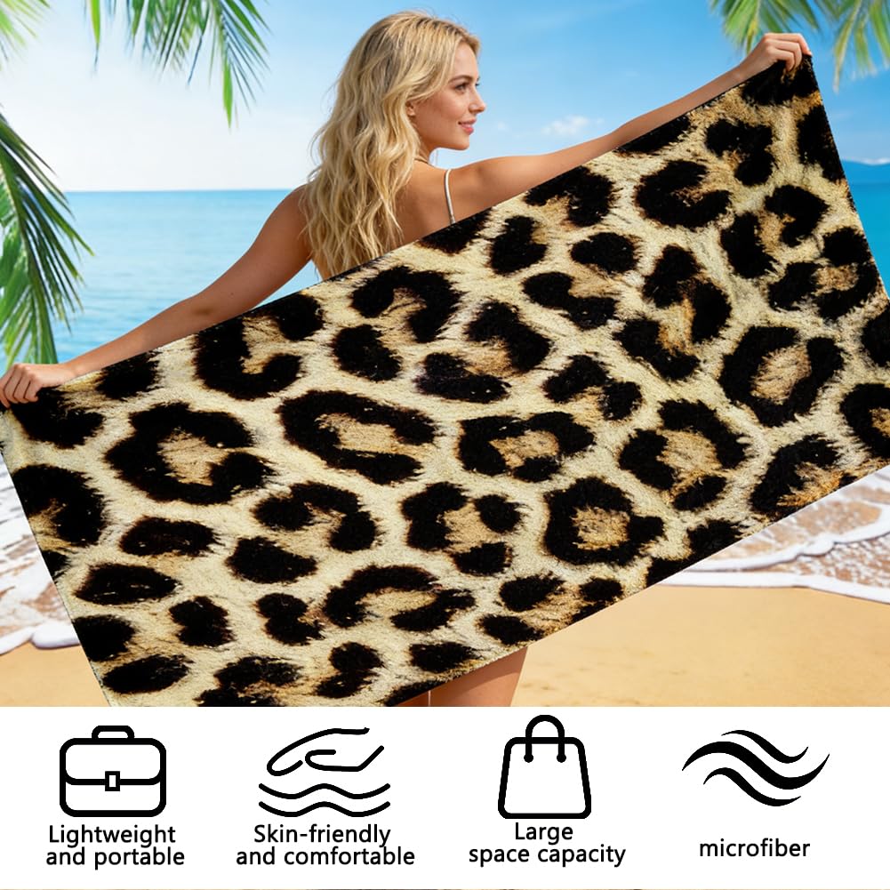 Vexthorion Leopard Quick Dry Towel 160x80CM,Lightweight Towel for Swimming