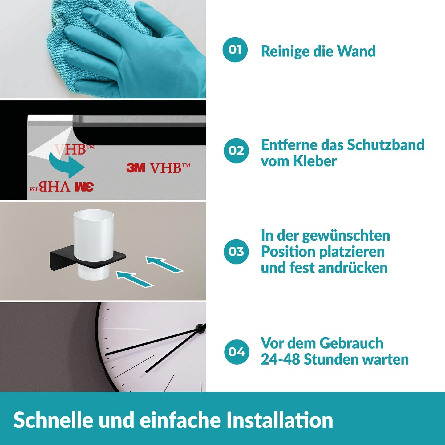 WEISSENSTEIN Soap Dish self adhesive - 100% Stainless steel and glas - Wall mounted bathroom accessories