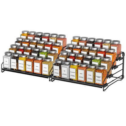 ZDDLOINP 4-Tier Spice Rack for Inside Cupboard, Kitchen Countertop Spice Rack, Depth Adjustable Spice Racks Organiser for Counter, Cupboard, Pantry