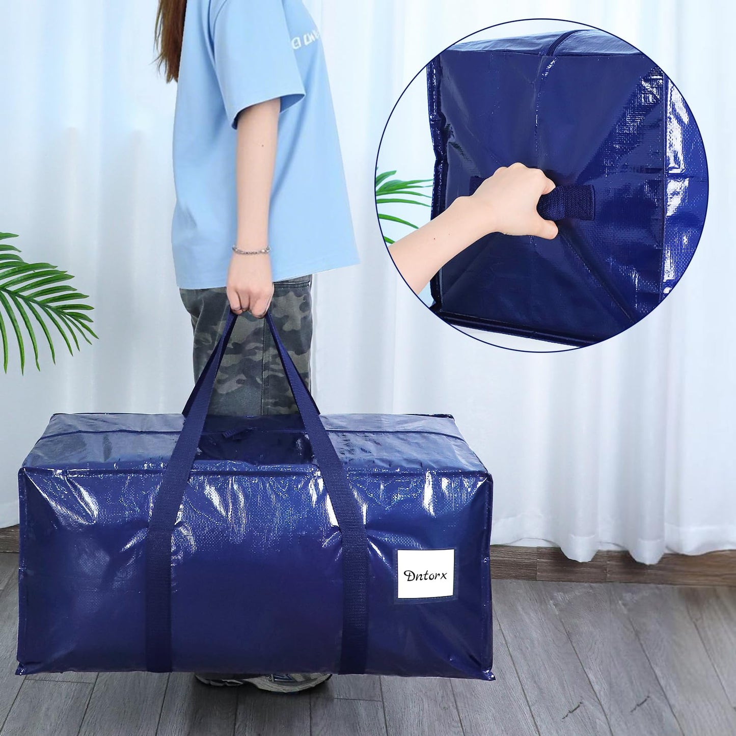 Dntorx 8 Pack 90L Moving Bags, Heavy Duty Oversized Storage Totes, Blue