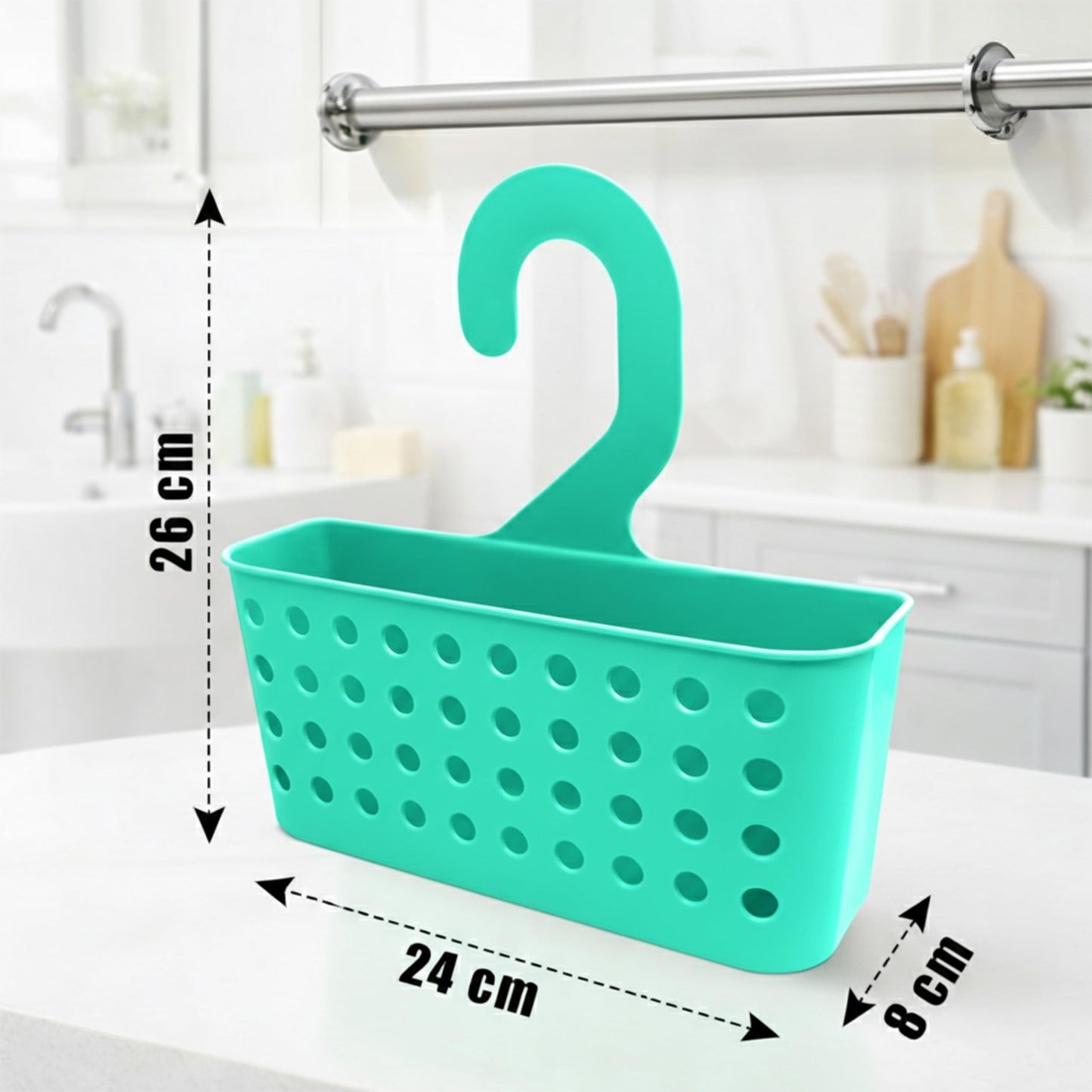 Ketayle Premium Plastic Shower Caddy Turquoise - Wall Mounted Storage Basket for Bathroom Essentials