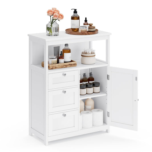 VASAGLE Bathroom Storage Cabinet, Bathroom Storage Unit with 3 Drawers, Bathroom Floor Cabinet Freestanding, Adjustable Shelf, 30 x 60 x 80 cm, Cloud