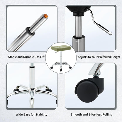 FIRAVOE Adjustable Work Stool with Wheels 136 kg Capacity Saddle Shaped Seat Faux Leather Workbench Stool