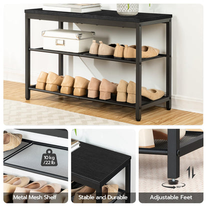 HOOBRO Shoe Rack, 3-Tier Shoe Bench with 2 Mesh Shelves, Shoe Storage Bench with Seat, for Entryway, Hallway, Living Room, Small Space, Easy Assembly