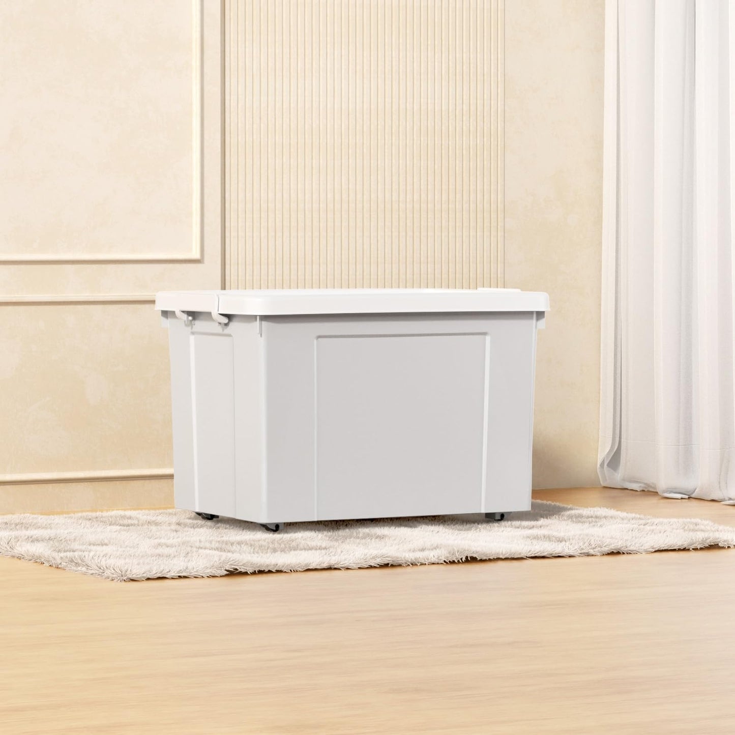 Cetomo 90L*4 Storage Boxes, Plastic Storage Box with Lids, Organizing Container with Secure Latching Buckles, Stackable, Nestable