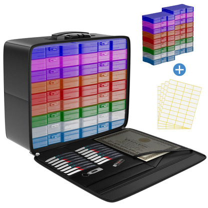 Tamfile Fireproof Photo Storage Box with 18 Inner 4" x 6" Multicolor Photo Case, Plastic Photo Organiser with Lock for Pictures, Cards, Crafts, Stamps