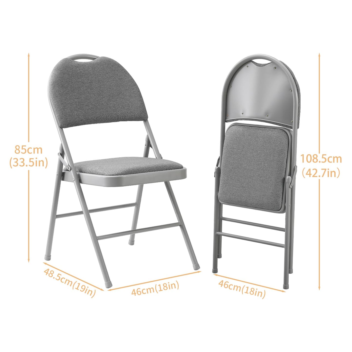 BOOSDEN Padded Folding Chairs 2 Pack, Fabric Foldable Chair with Cushion