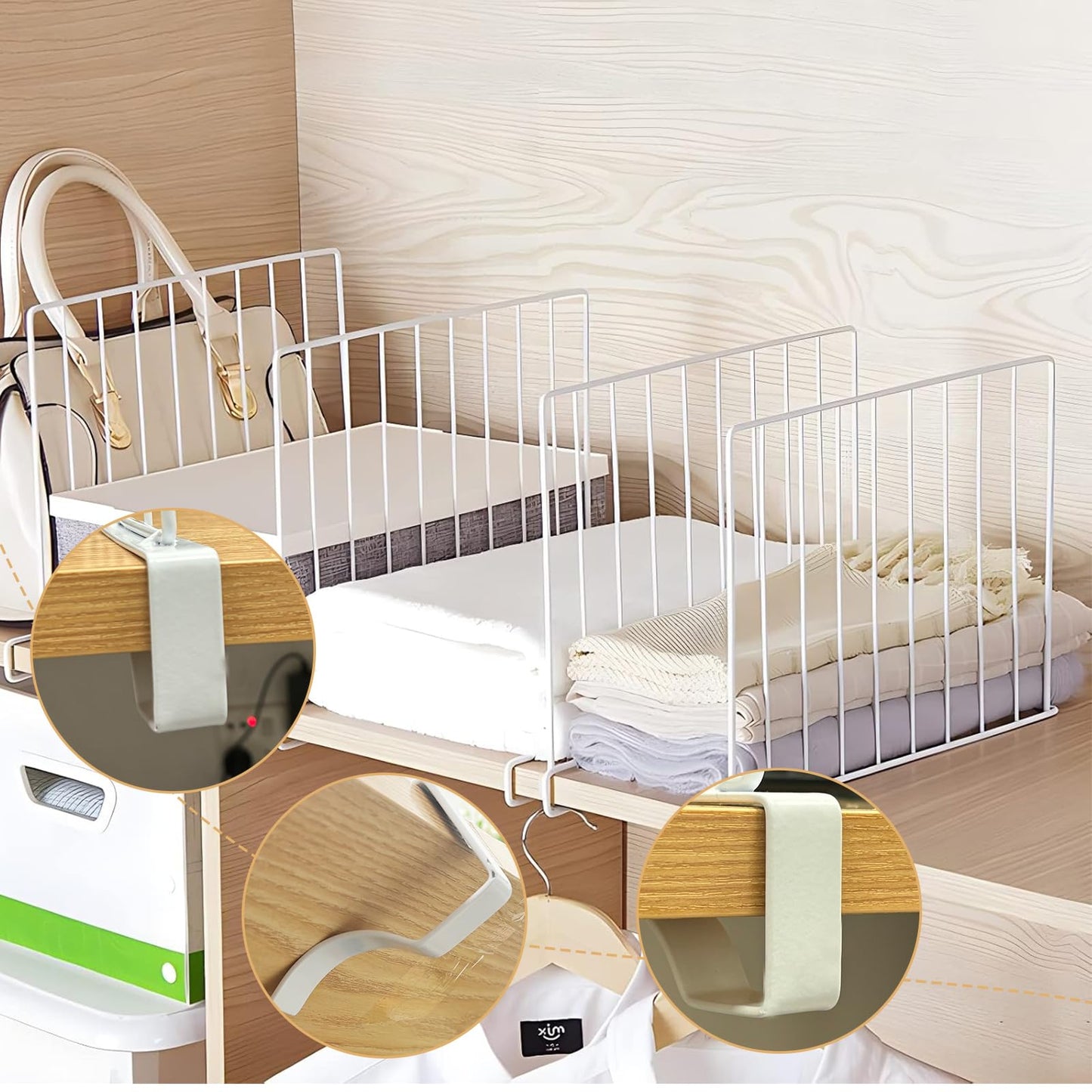 3 Pcs of Wardrobe Partition Material,Shelf Dividers,Storage Rack Closet,Adjustable Clear Closet Shelf Divider,Multifunctional Purse Organizer Clothes