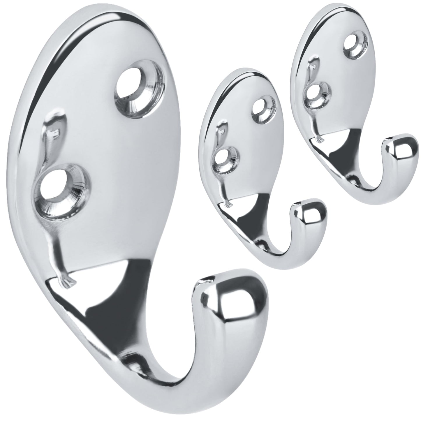 RICOO Modern Coat Hooks, MH014-S3, Set of 3 Wall Mounted Coat Rack in Sleek Silver - Premium Zinc Alloy Clothes Hooks for Wall
