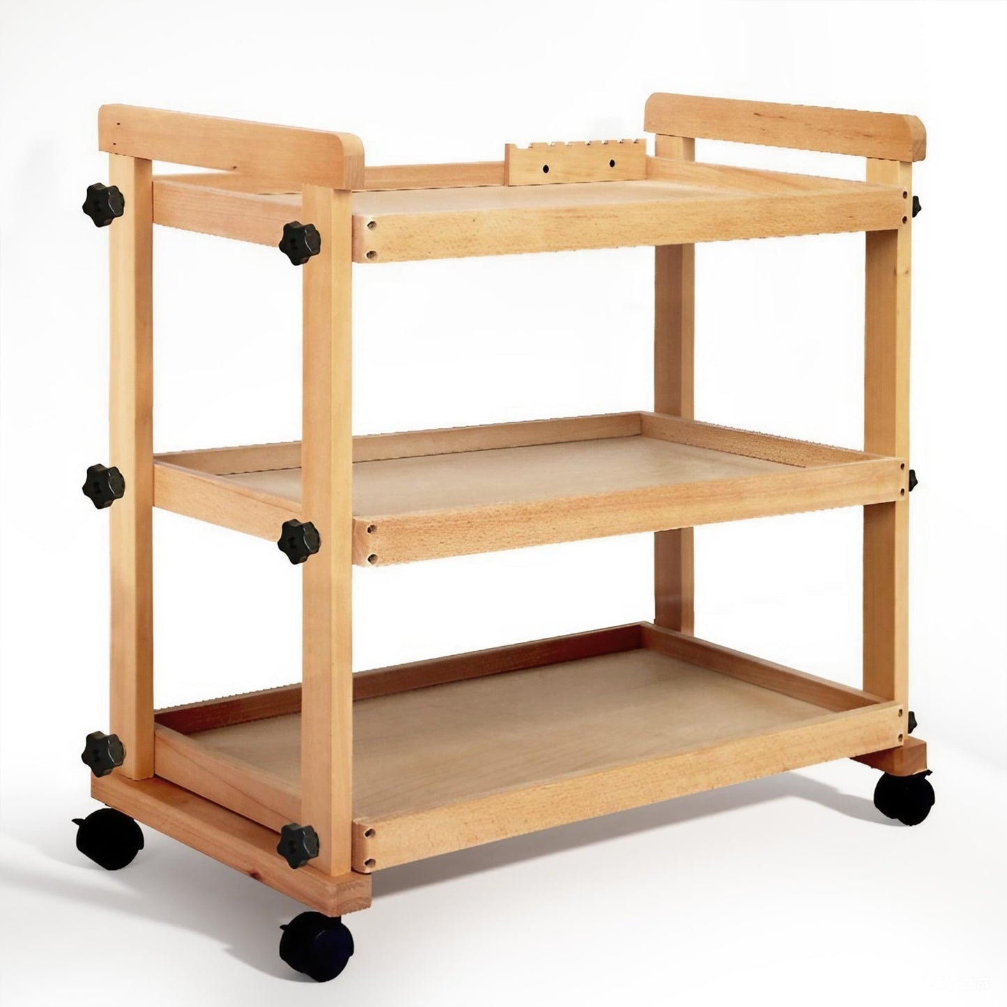 3-Tier Rolling Art Cart with Wheels, Solid Beechwood Studio Storage Organizer for Artists, Craft Supplies & Classroom