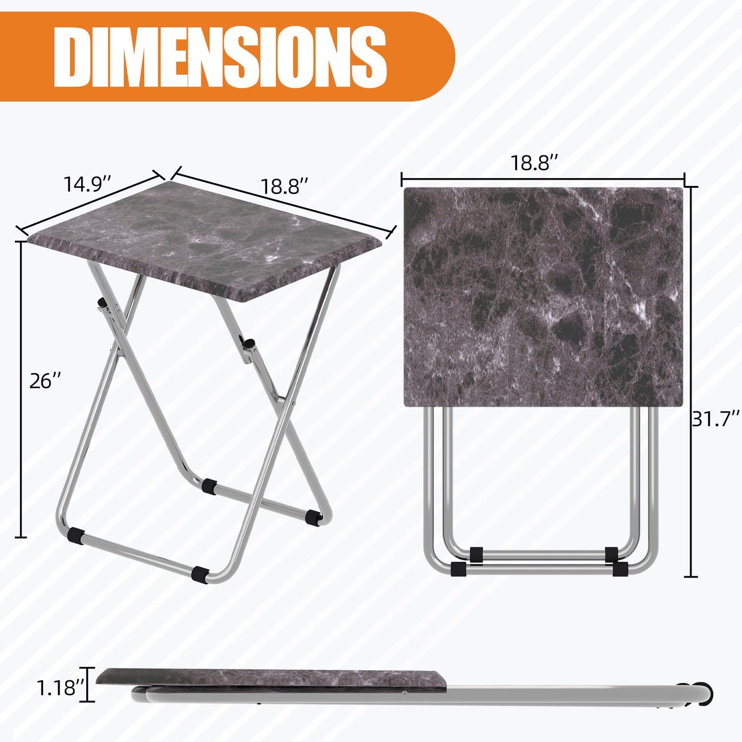 Small Folding Table 2 Set, Side Folding Coffee Table, TV Snack Tray Tables, Sofa Laptop Desk, Outdoor Camping Tables, EndTable, SofaTable
