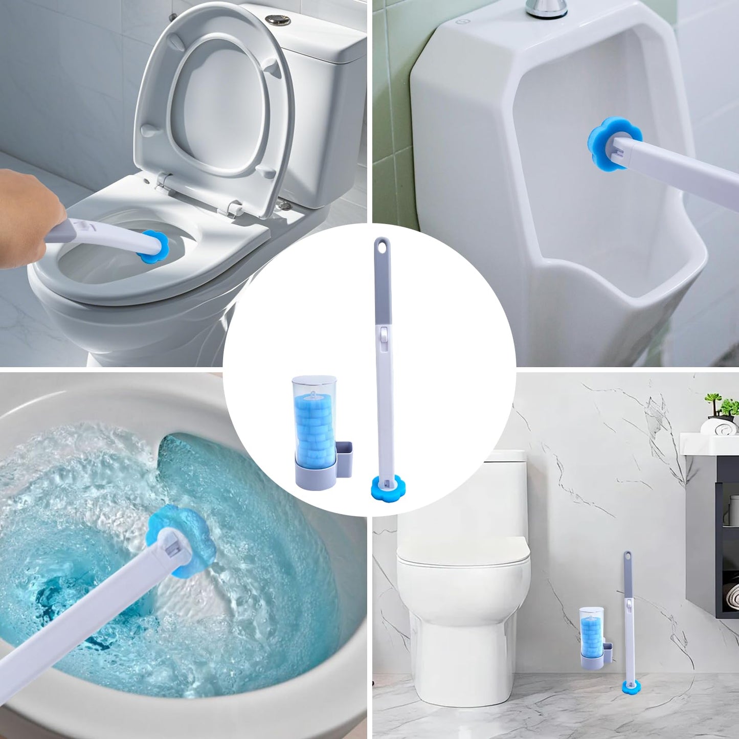 YGNNBC Disposable Toilet Brush, Bowl Toilet Brush with Wall Mounted Holder with 18 Cleaner Refills Limescale Remover Cleaning for Hygienic Bathroom
