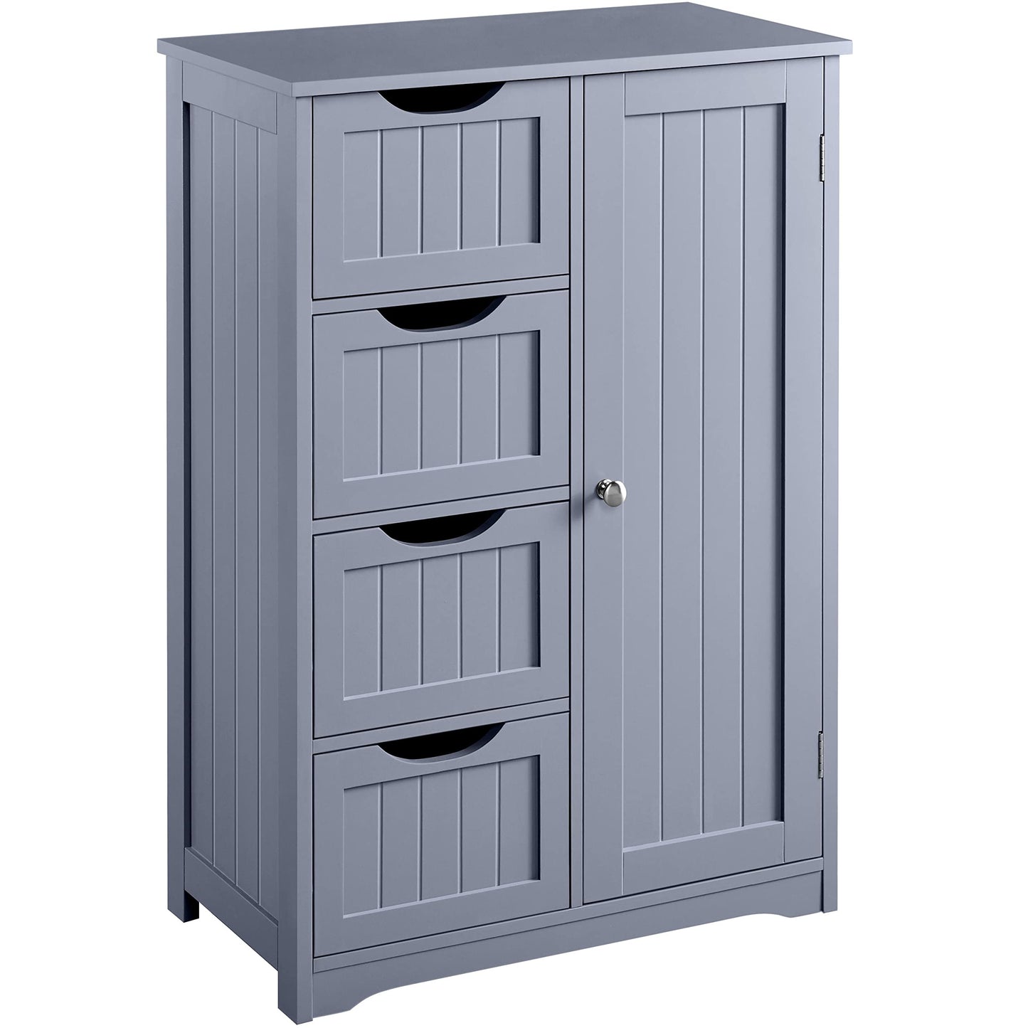 Yaheetech Bathroom Floor Cabinet, 4 Drawers & Door, Adjustable Shelf Gray