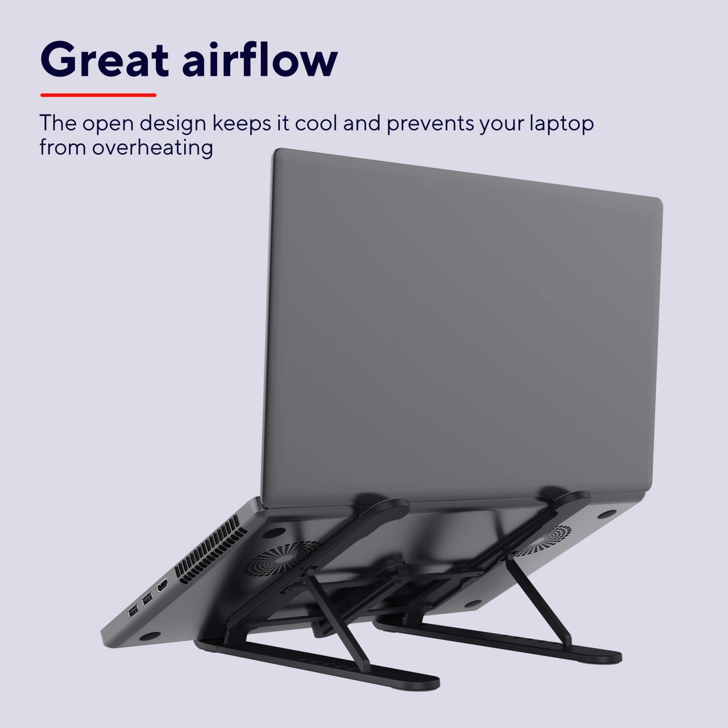 Trust Primo Portable Laptop Stand for Desk, 16” Foldable Laptop Riser, Grey