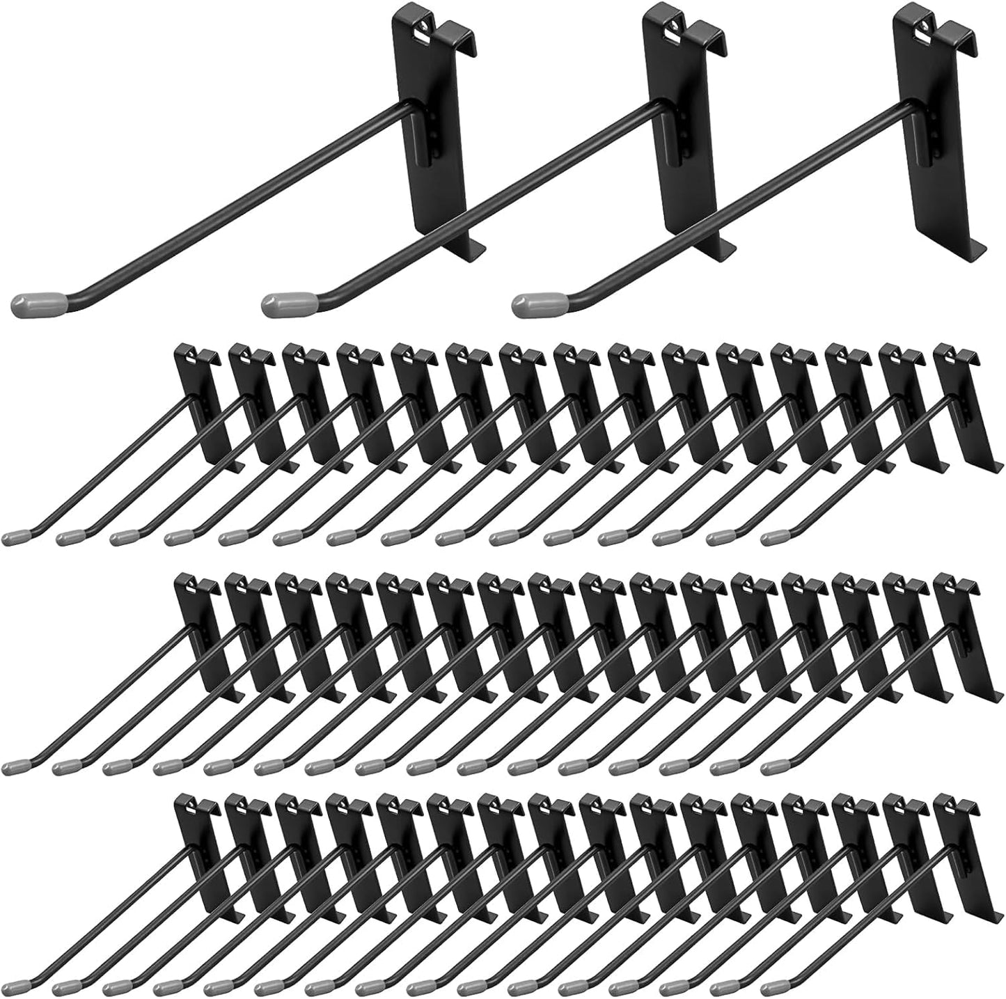 Malloom 50 Pack Gridwall Hooks, 6 Inch Gridwall Panel Hooks Metal Gridwall Hanging Hooks Hangers Black Commercial Grade Gridwall Pegs Gridwall