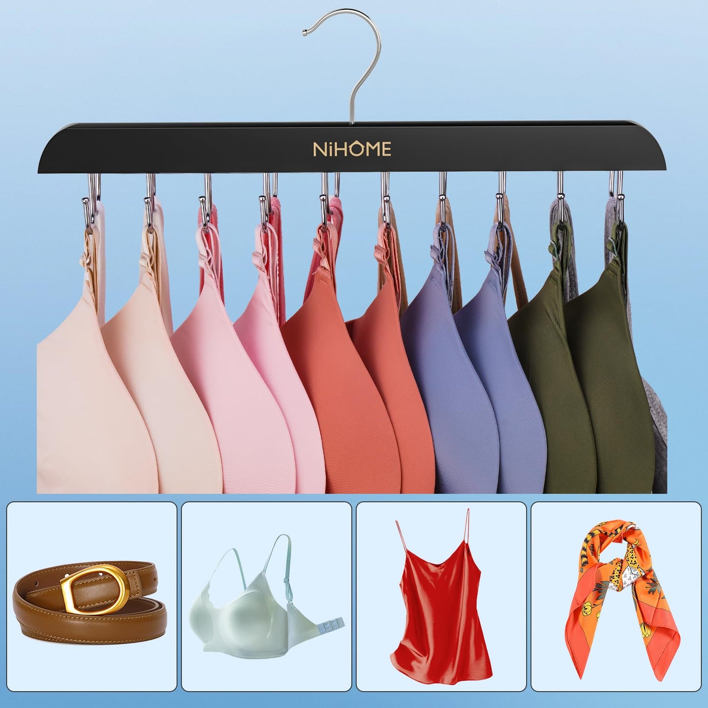 NiHome 2-Pack Rotating Bra Hangers, Each with 20 Stainless-Steel Hooks