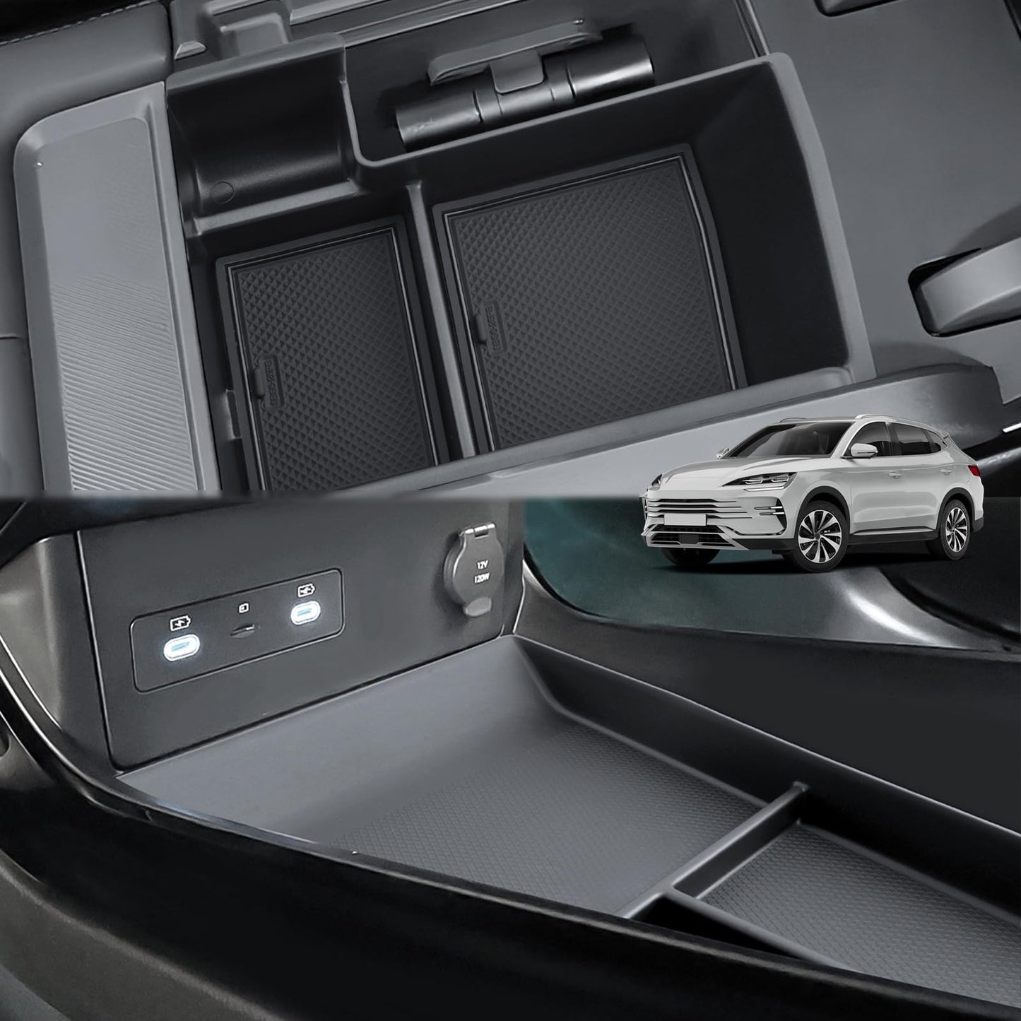 2-Piece GAFAT Compatible with BYD Seal U DM-i EV 2024 2025 2026 Centre Console Storage Box Set