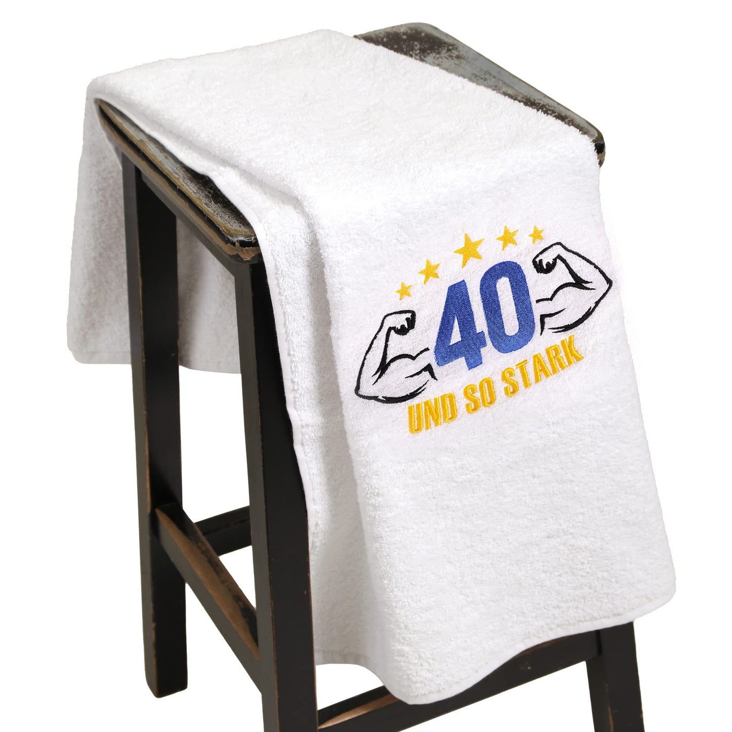 Abc Casa 40th birthday gift towel with embroidered muscles for men - a useful gift for 40 years - a wonderful gift idea for 40th