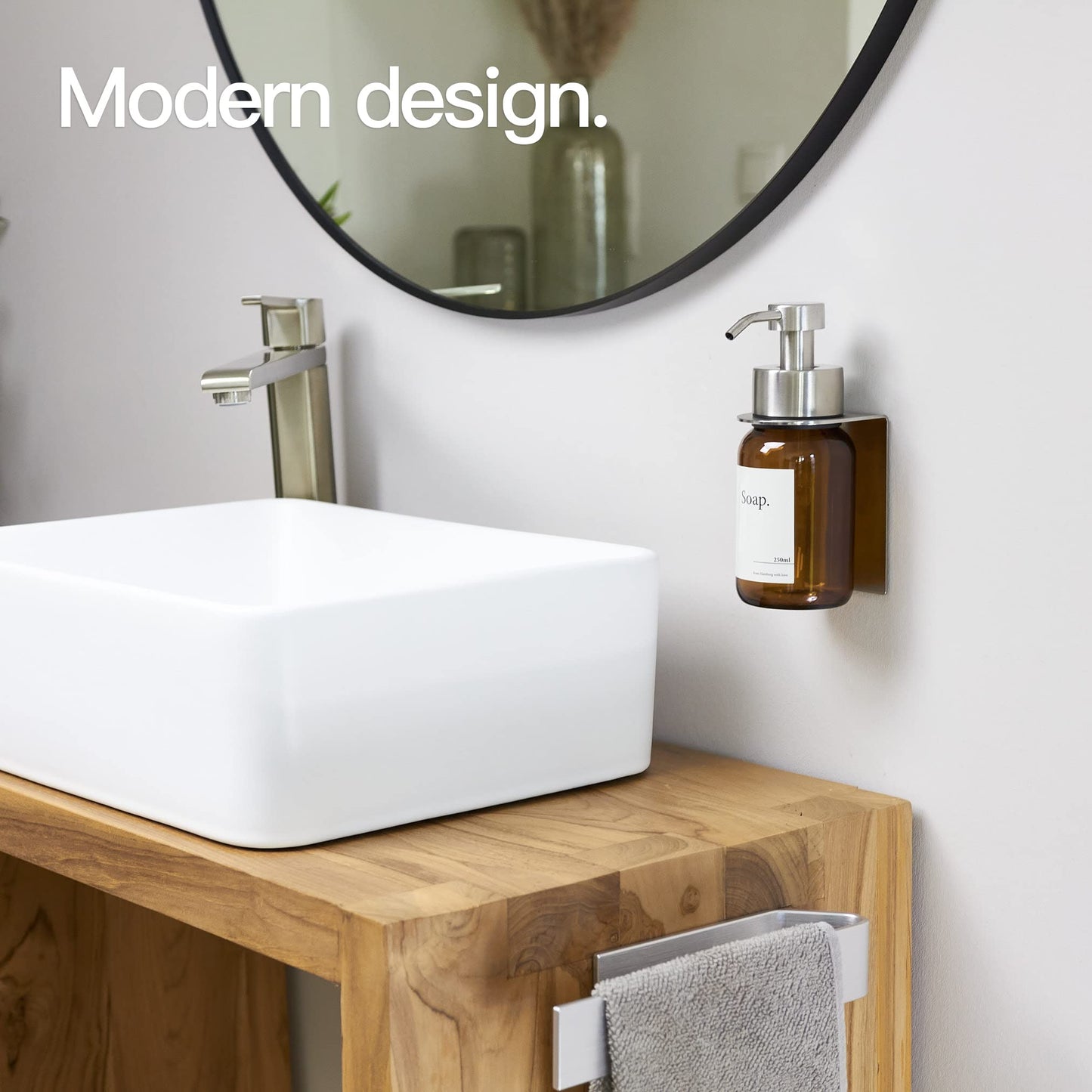 Designfactory Hamburg Glass Soap Dispenser | Wall mounted Soap Dispenser for Kitchen and Bathroom | Shampoo and Conditioner Dispenser