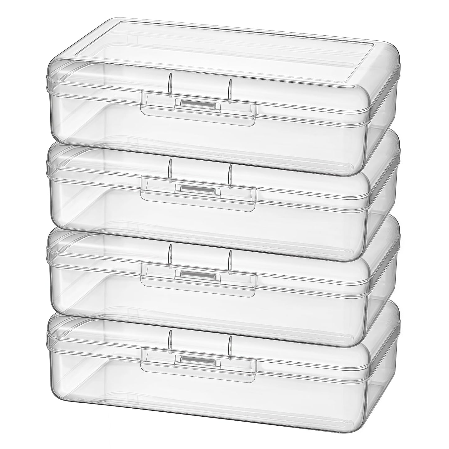 4 Pack Rectangular Clear Plastic Storage Containers, 20.5 x 12 x 6 cm