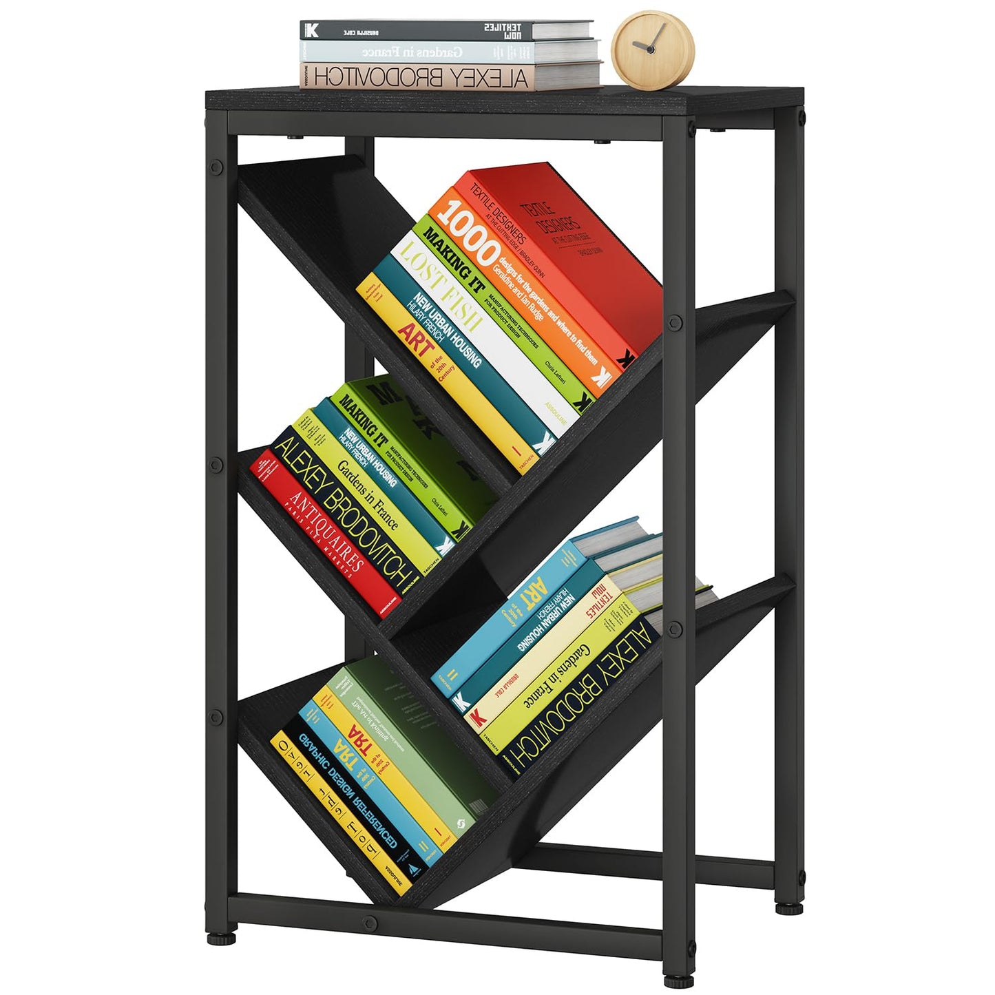 IBUYKE 5 Tier Tree Bookshelf,Small Desktop Bookshelf,Black TBC003B