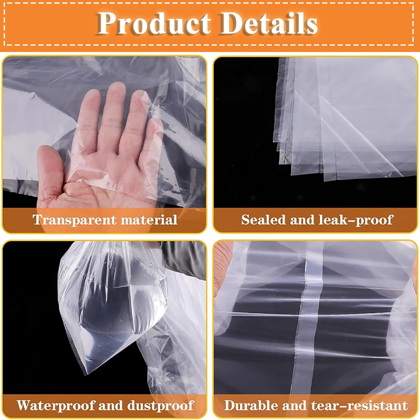 Clear Storage Bags, 5PCS Clear Plastic Bags Extra Large Storage Bag 40x60 Inches Heavy Duty Plastic Storage Bags ffor Packaging Office Chairs Luggage