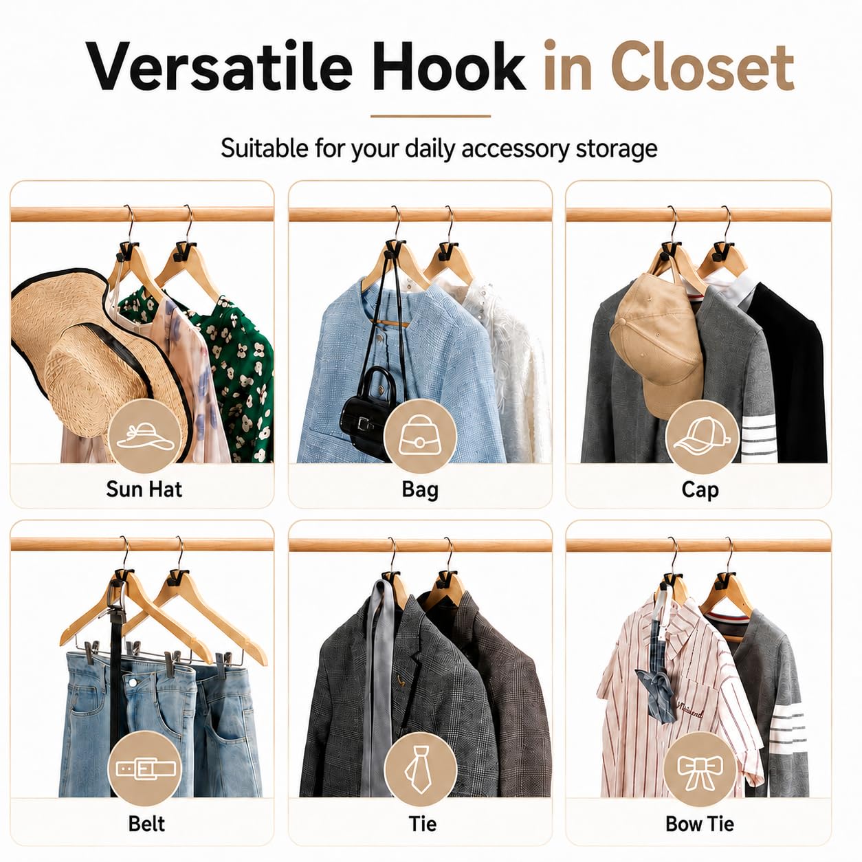 HOUSE DAY Space Saving Hangers 60 Pack, Smart Hangers for Clothes, Black