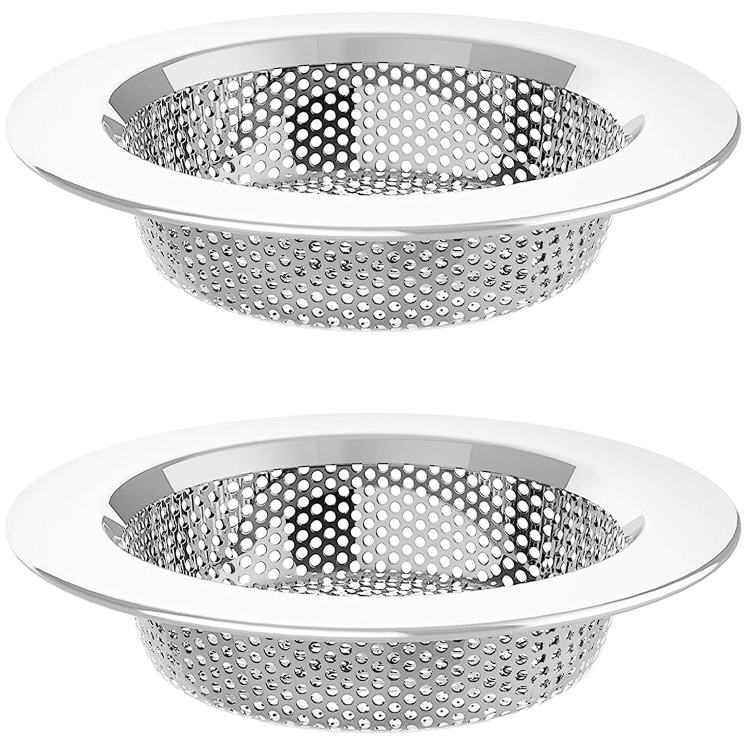 2 Pack Tomario Stainless Steel Kitchen Sink Strainer, Standard Sink Drain Protector Hair Catcher for Kitchen Bathroom Shower Kitchen Dishwasher Safe